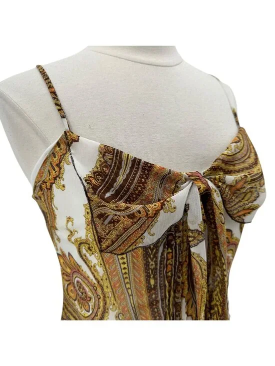 Vintage Rampage Womens Medium Top Paisley Tie Tank Blouse Lined Y2K 2000s Party - Picture 2 of 6